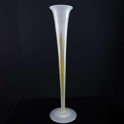 c1920 Tiffany Favrille Pulled Feather trumpet bud vase - Estate Fresh Austin