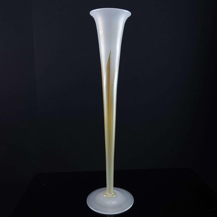 c1920 Tiffany Favrille Pulled Feather trumpet bud vase - Estate Fresh Austin