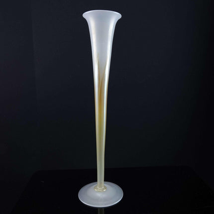 c1920 Tiffany Favrille Pulled Feather trumpet bud vase - Estate Fresh Austin