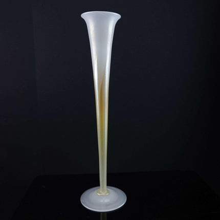 c1920 Tiffany Favrille Pulled Feather trumpet bud vase - Estate Fresh Austin