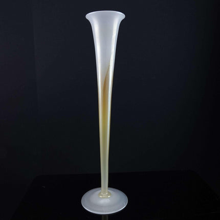 c1920 Tiffany Favrille Pulled Feather trumpet bud vase - Estate Fresh Austin