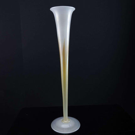 c1920 Tiffany Favrille Pulled Feather trumpet bud vase - Estate Fresh Austin