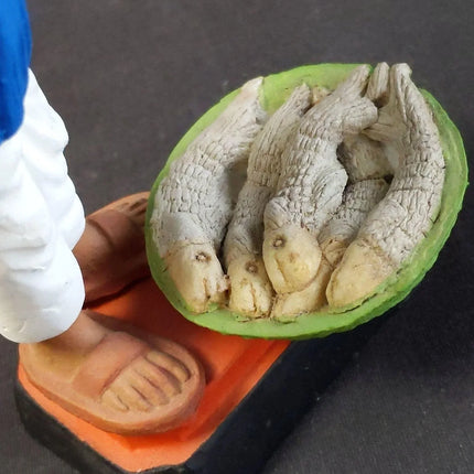 C.1920 Vintage Mexico Pottery Figures Basket Seller Fish Vendor - Estate Fresh Austin