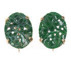 c1920's 14k gold carved spinach jade earrings - Estate Fresh Austin