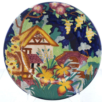 c1920's Japonesque Maling English Majolica Tubelined Wall plate - Estate Fresh Austin