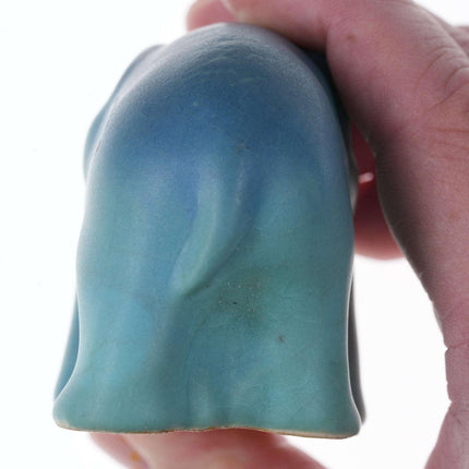 c1920's Van Briggle Elephant Paperweight in Blue Matte - Estate Fresh Austin