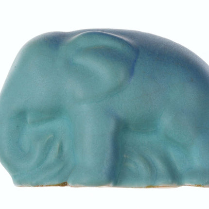 c1920's Van Briggle Elephant Paperweight in Blue Matte - Estate Fresh Austin