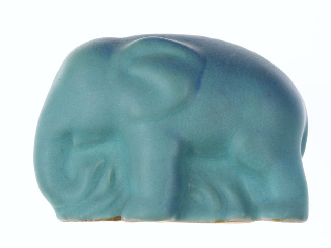 c1920's Van Briggle Elephant Paperweight in Blue Matte - Estate Fresh Austin