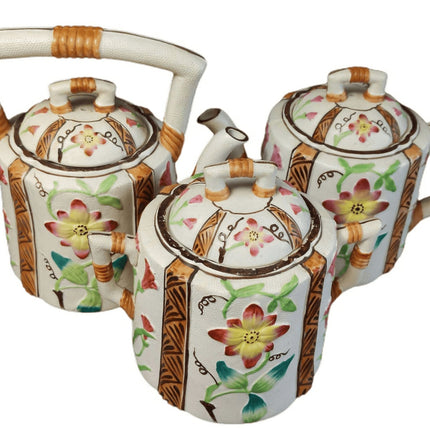 c1924 Staffordshire Majolica Brownhills Pottery Teapot Set Aesthetic Movement - Estate Fresh Austin