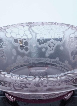 c1928 Fostoria Grape Orchid Brocade footed rolled edge bowl - Estate Fresh Austin