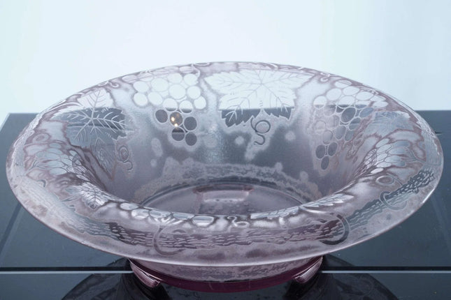 c1928 Fostoria Grape Orchid Brocade footed rolled edge bowl - Estate Fresh Austin