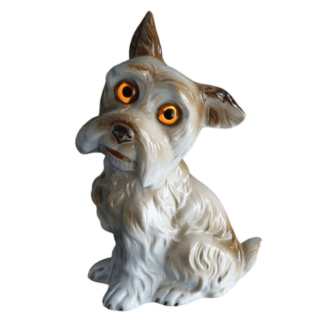 c1930 Karl Scheidig German Porcelain Scottie Dog Perfume Lamp with glass eyes - Estate Fresh Austin