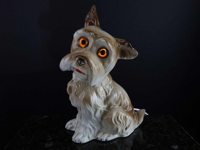 c1930 Karl Scheidig German Porcelain Scottie Dog Perfume Lamp with glass eyes - Estate Fresh Austin