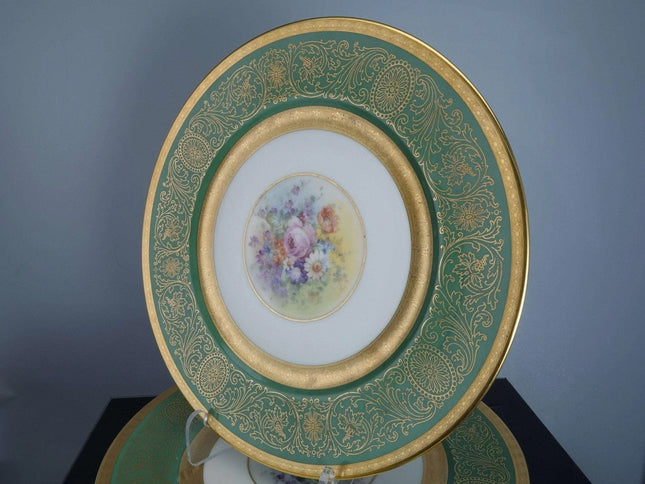 c1930 Pickard-Heinrich Gold Encrusted Service Plate set 10 7/8" (5) - Estate Fresh Austin