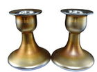 c1930 Steuben Gold Aurene Candle holders with Sterling Silver Bobeches - Estate Fresh Austin