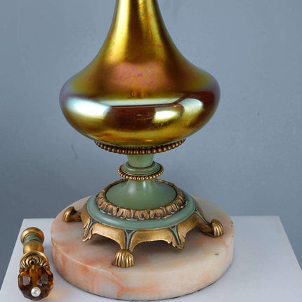 c1930 Steuben Gold Aurene Electric lamp with Ornate brass fittings - Estate Fresh Austin