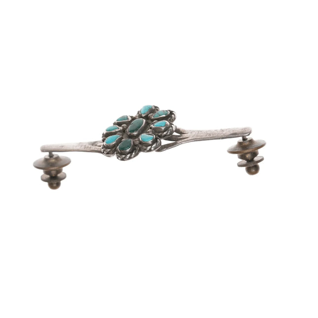 c1930's Native American silver turquoise cluster ring pin - Estate Fresh Austin