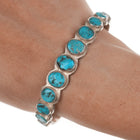 c1930's Navajo ingot silver turquoise row cuff bracelet - Estate Fresh Austin