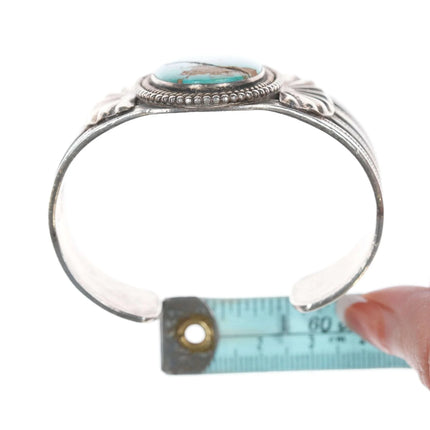 c1940 6.375" Navao Stamped silver and turquoise bracelet - Estate Fresh Austin