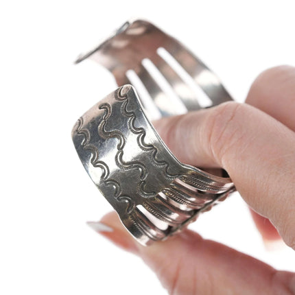 c1940 6.375" Navao Stamped silver and turquoise bracelet - Estate Fresh Austin