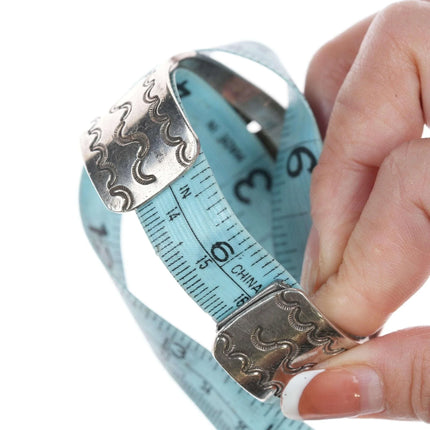 c1940 6.375" Navao Stamped silver and turquoise bracelet - Estate Fresh Austin