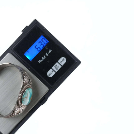 c1940 6.375" Navao Stamped silver and turquoise bracelet - Estate Fresh Austin