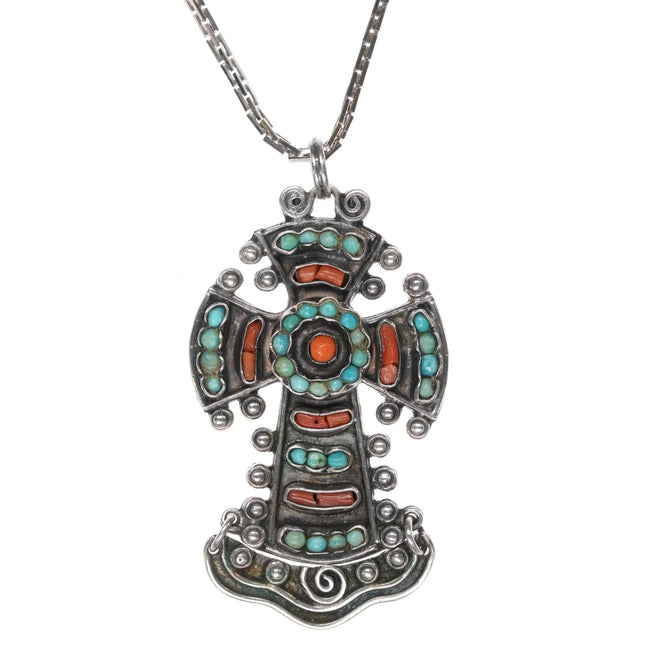 c1940 Early Matl 930 silver cross pendant - Estate Fresh Austin