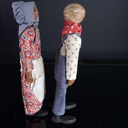 c1940 Hickory Nut Head Hand Carved American Folk art Dolls - Estate Fresh Austin