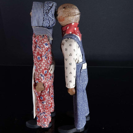 c1940 Hickory Nut Head Hand Carved American Folk art Dolls - Estate Fresh Austin