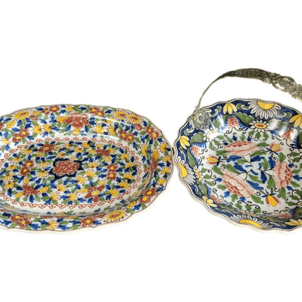 c1940 Makkum Tichelaar Delft Bowls one with Silver Handle - Estate Fresh Austin