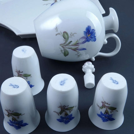 c1940 Meissen Art Deco Cordial Set Liqueur Shot Glass Hand Painted - Estate Fresh Austin