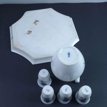 c1940 Meissen Art Deco Cordial Set Liqueur Shot Glass Hand Painted - Estate Fresh Austin