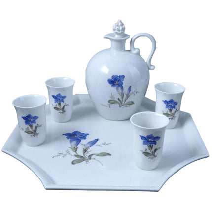 c1940 Meissen Art Deco Cordial Set Liqueur Shot Glass Hand Painted - Estate Fresh Austin