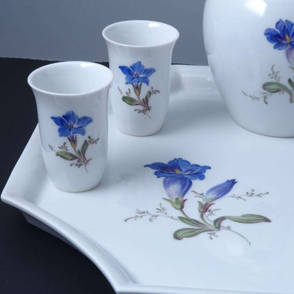 c1940 Meissen Art Deco Cordial Set Liqueur Shot Glass Hand Painted - Estate Fresh Austin