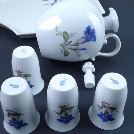 c1940 Meissen Art Deco Cordial Set Liqueur Shot Glass Hand Painted - Estate Fresh Austin