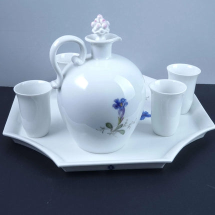 c1940 Meissen Art Deco Cordial Set Liqueur Shot Glass Hand Painted - Estate Fresh Austin