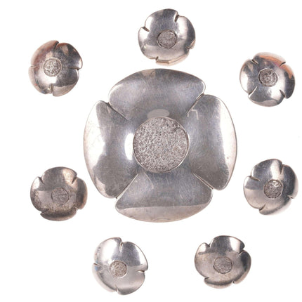 c1940 Peter Traphagen (1910 - 2000) Sterling silver clip and buttons set - Estate Fresh Austin