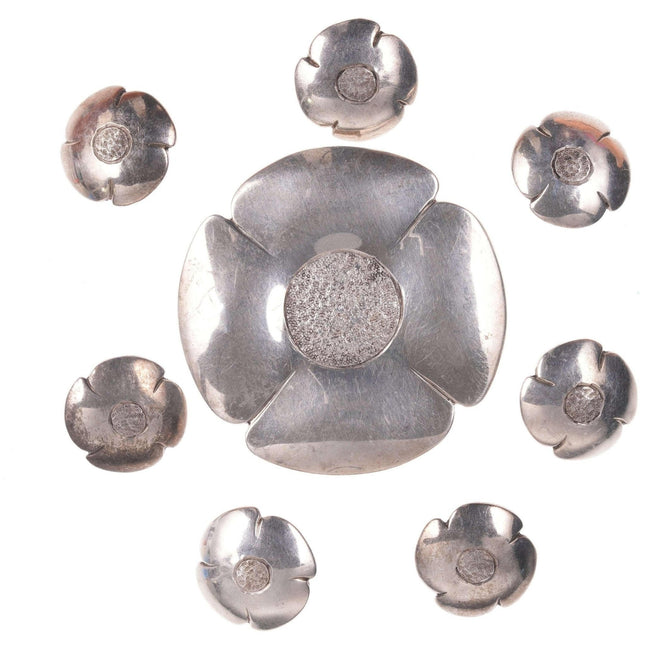 c1940 Peter Traphagen (1910 - 2000) Sterling silver clip and buttons set - Estate Fresh Austin