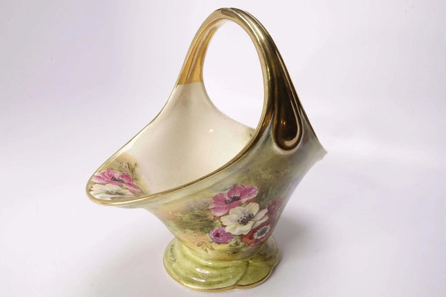 c1940 Royal Winton Hand Painted Flowers Pansies Basket - Estate Fresh Austin