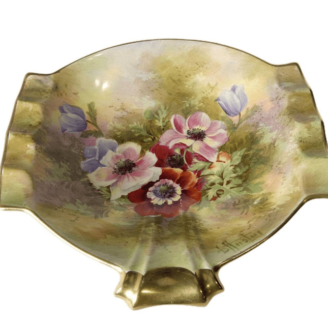 c1940 Royal Winton Hand Painted Flowers Pansies Cigar Ash Tray - Estate Fresh Austin