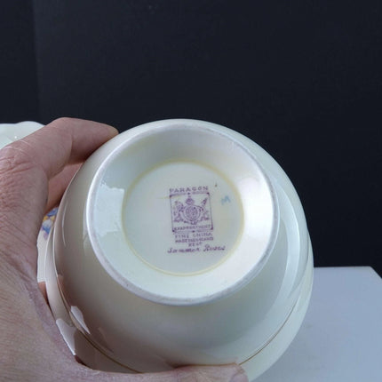 c1940 Shelley Summer Roses Large Art Deco Creamer and Sugar Hand Embellished - Estate Fresh Austin