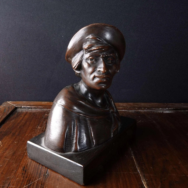 c1940 Tipo Serrano Terracotta Bust Sculpture by C. Dubois. - Estate Fresh Austin