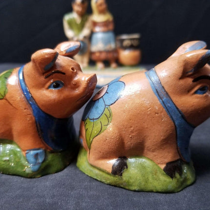 c1940 Tlaquepaque Mexican Folk Pottery Ash Tray and Pig Shakers - Estate Fresh Austin