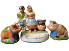c1940 Tlaquepaque Mexican Folk Pottery Ash Tray and Pig Shakers - Estate Fresh Austin