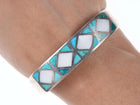 c1940's-50's solid Zuni Turquoise/mother of pearl channel inlay cuff bracelet - Estate Fresh Austin