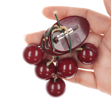 c1940's Bakelite cherries brooch 2 pin - Estate Fresh Austin