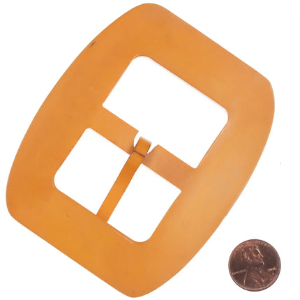 c1940's carved butterscotch bakelite belt buckle - Estate Fresh Austin