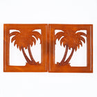 c1940's carved Butterscotch bakelite palm trees belt buckle set - Estate Fresh Austin
