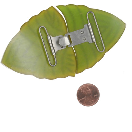 c1940's carved Green bakelite belt buckle set - Estate Fresh Austin