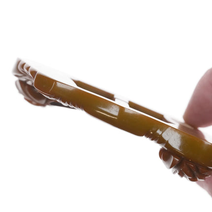 c1940's Deep carved Green bakelite belt buckle - Estate Fresh Austin